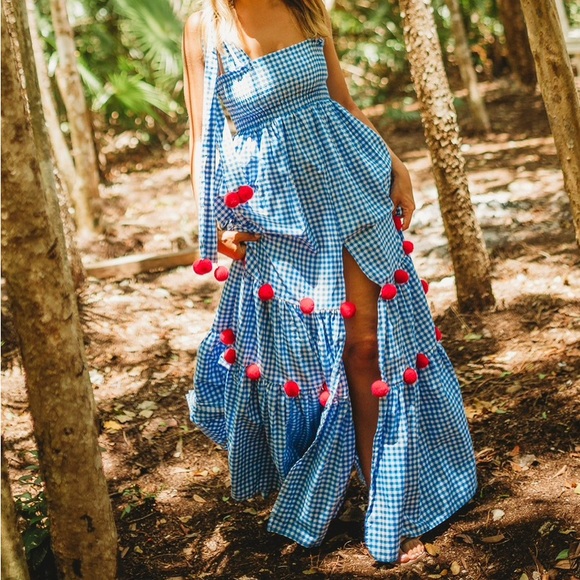 Sundress Gingham Pom Pom dress - Picture 6 of 7